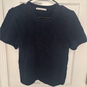 Abercrombie & Fitch Navy Short-Sleeve Crewneck Sweater